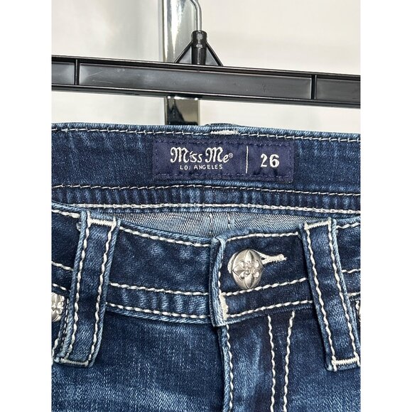 Miss Me Womens Low Rise Bootcut Jeans Embellished Bull Skull Pockets Size 26 - Picture 6 of 8